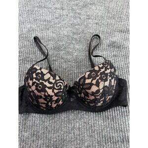 Talla Bra Women's 34 C Black Lace‎ Beige Underwire Spaghetti Strap Talla